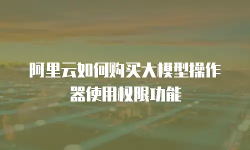 阿里云如何购买大模型操作器使用权限功能