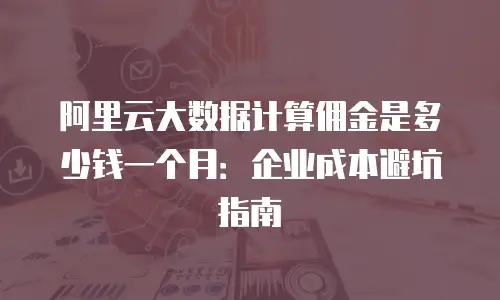 阿里云大数据计算佣金是多少钱一个月：企业成本避坑指南