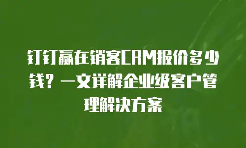 钉钉赢在销客CRM报价多少钱？一文详解企业级客户管理解决方案