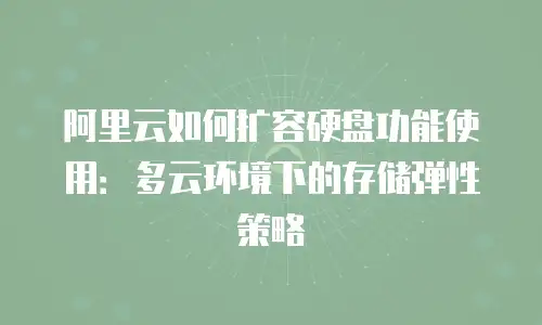阿里云如何扩容硬盘功能使用：多云环境下的存储弹性策略