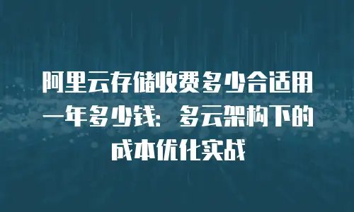 阿里云存储收费多少合适用一年多少钱：多云架构下的成本优化实战