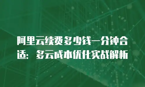 阿里云续费多少钱一分钟合适：多云成本优化实战解析