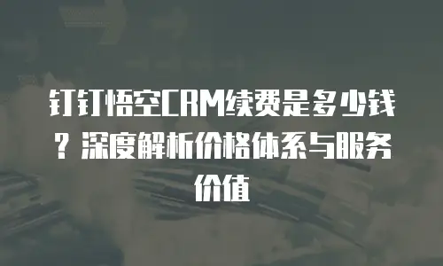 钉钉悟空CRM续费是多少钱？深度解析价格体系与服务价值