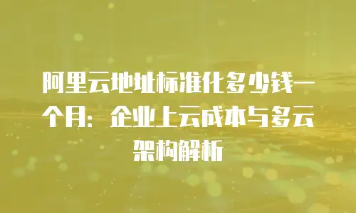 阿里云地址标准化多少钱一个月：企业上云成本与多云架构解析