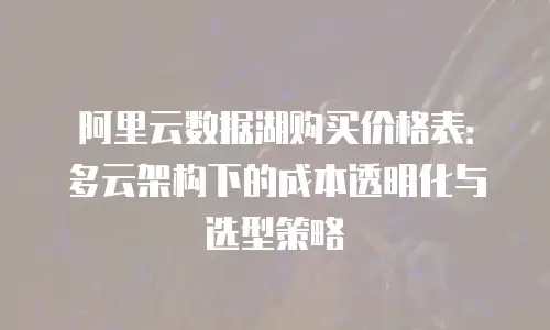 阿里云数据湖购买价格表：多云架构下的成本透明化与选型策略