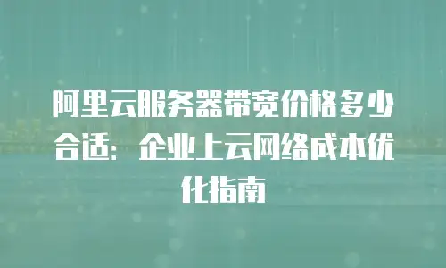 阿里云服务器带宽价格多少合适：企业上云网络成本优化指南