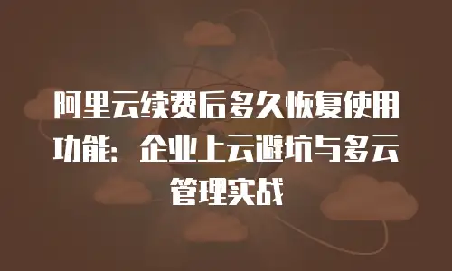 阿里云续费后多久恢复使用功能：企业上云避坑与多云管理实战