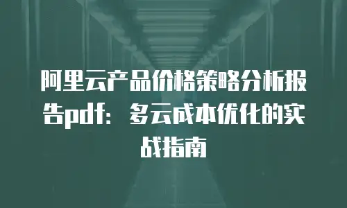 阿里云产品价格策略分析报告pdf：多云成本优化的实战指南