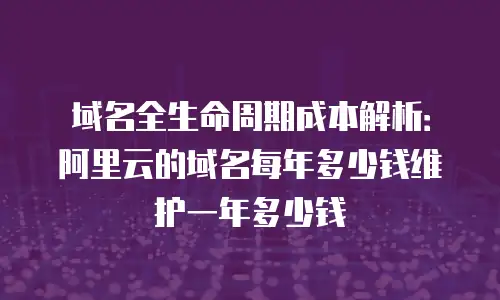 域名全生命周期成本解析：阿里云的域名每年多少钱维护一年多少钱
