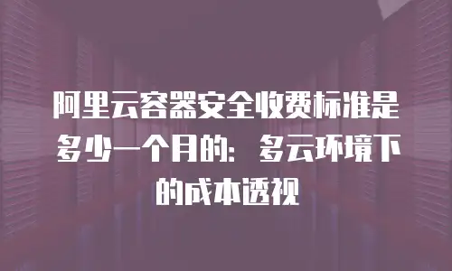 阿里云容器安全收费标准是多少一个月的：多云环境下的成本透视