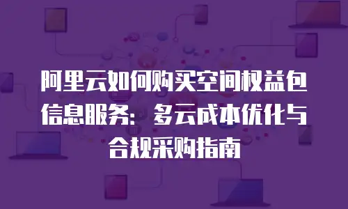 阿里云如何购买空间权益包信息服务：多云成本优化与合规采购指南