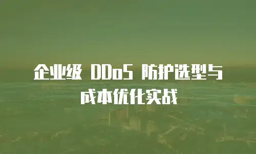 企业级 DDoS 防护选型与成本优化实战