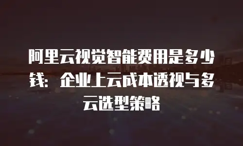 阿里云视觉智能费用是多少钱：企业上云成本透视与多云选型策略