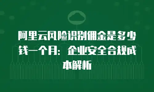 阿里云风险识别佣金是多少钱一个月：企业安全合规成本解析