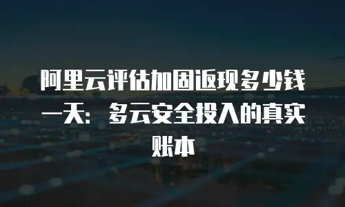 阿里云评估加固返现多少钱一天：多云安全投入的真实账本