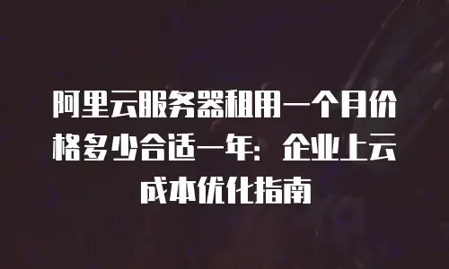 阿里云服务器租用一个月价格多少合适一年：企业上云成本优化指南