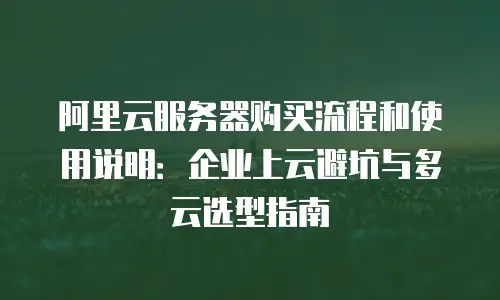 阿里云服务器购买流程和使用说明：企业上云避坑与多云选型指南