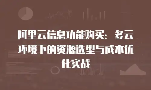 阿里云信息功能购买：多云环境下的资源选型与成本优化实战