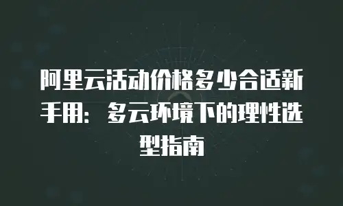 阿里云活动价格多少合适新手用：多云环境下的理性选型指南