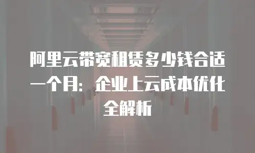 阿里云带宽租赁多少钱合适一个月：企业上云成本优化全解析