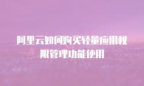 阿里云如何购买轻量应用权限管理功能使用