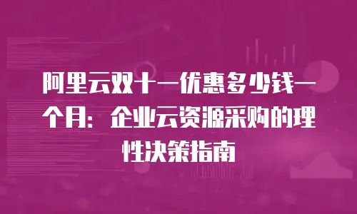 阿里云双十一优惠多少钱一个月：企业云资源采购的理性决策指南