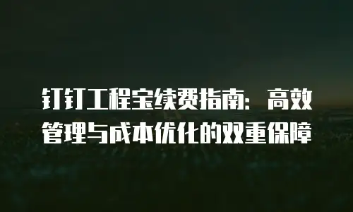 钉钉工程宝续费指南：高效管理与成本优化的双重保障