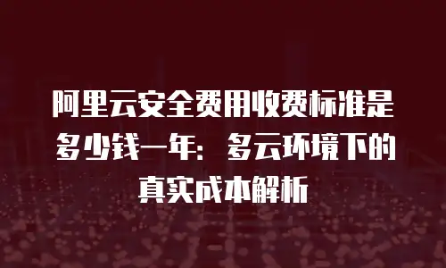 阿里云安全费用收费标准是多少钱一年：多云环境下的真实成本解析