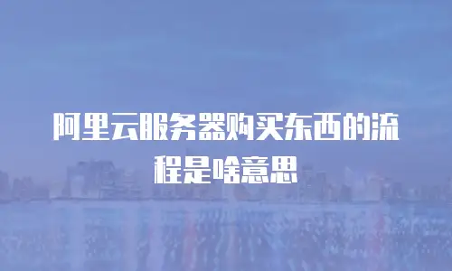 阿里云服务器购买东西的流程是啥意思