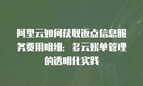 阿里云如何获取返点信息服务费用明细：多云账单管理的透明化实践