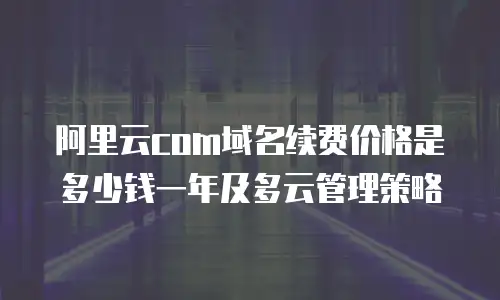 阿里云com域名续费价格是多少钱一年及多云管理策略