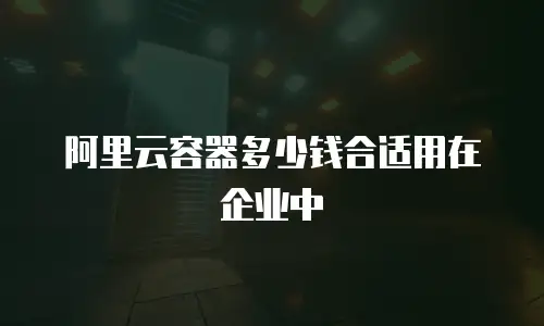 阿里云容器多少钱合适用在企业中