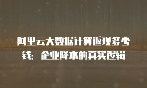 阿里云大数据计算返现多少钱：企业降本的真实逻辑