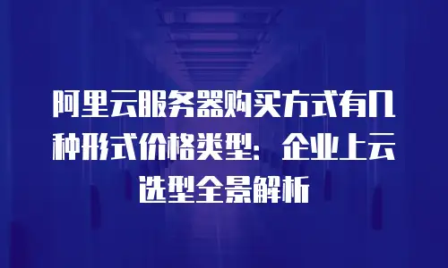阿里云服务器购买方式有几种形式价格类型：企业上云选型全景解析