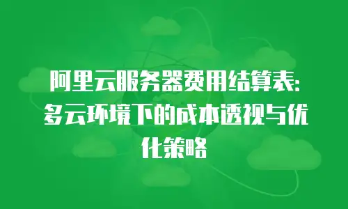 阿里云服务器费用结算表：多云环境下的成本透视与优化策略