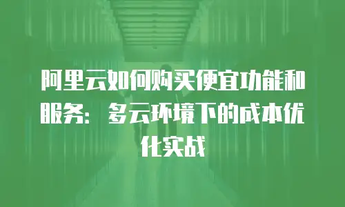 阿里云如何购买便宜功能和服务：多云环境下的成本优化实战