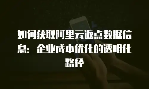 如何获取阿里云返点数据信息：企业成本优化的透明化路径