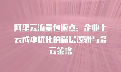 阿里云流量包返点：企业上云成本优化的深层逻辑与多云策略