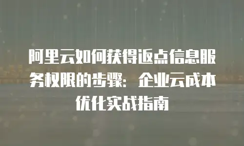 阿里云如何获得返点信息服务权限的步骤：企业云成本优化实战指南