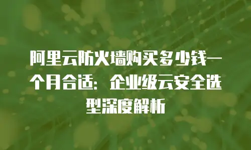 阿里云防火墙购买多少钱一个月合适：企业级云安全选型深度解析