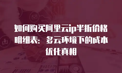 如何购买阿里云ip半折价格明细表：多云环境下的成本优化真相