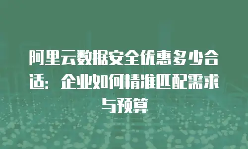 阿里云数据安全优惠多少合适：企业如何精准匹配需求与预算