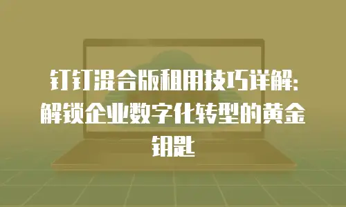 钉钉混合版租用技巧详解：解锁企业数字化转型的黄金钥匙