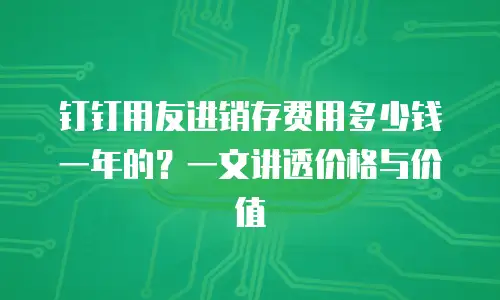 钉钉用友进销存费用多少钱一年的？一文讲透价格与价值