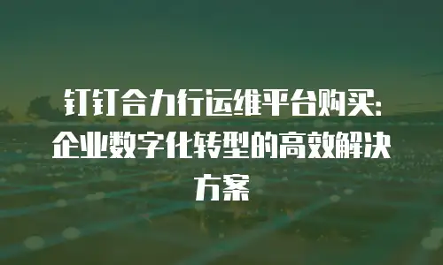 钉钉合力行运维平台购买：企业数字化转型的高效解决方案