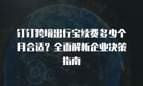 钉钉跨境出行宝续费多少个月合适？全面解析企业决策指南