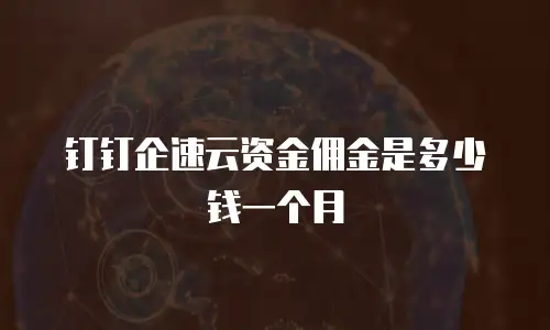 钉钉企速云资金佣金是多少钱一个月