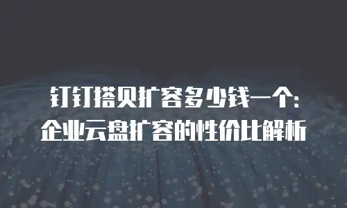 钉钉搭贝扩容多少钱一个：企业云盘扩容的性价比解析