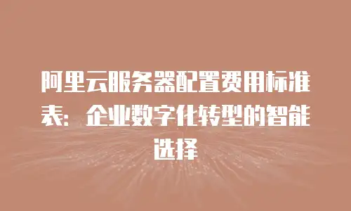 阿里云服务器配置费用标准表：企业数字化转型的智能选择