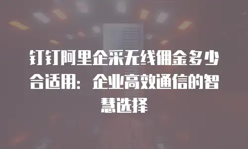 钉钉阿里企采无线佣金多少合适用：企业高效通信的智慧选择